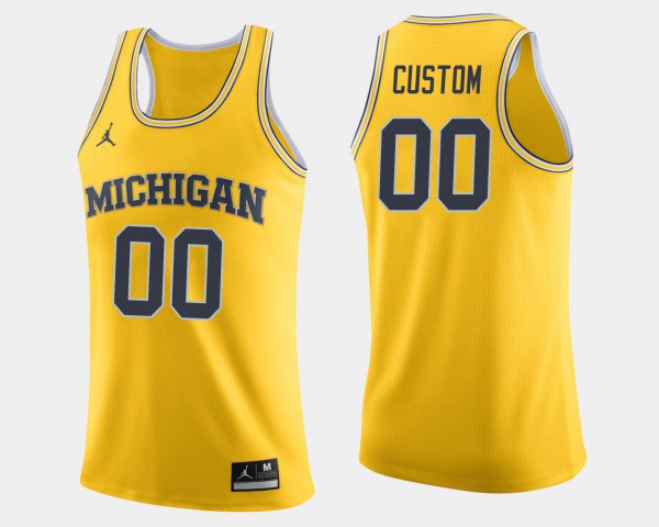 Michigan #00 For Men's Custom Jersey Maize College College Basketball